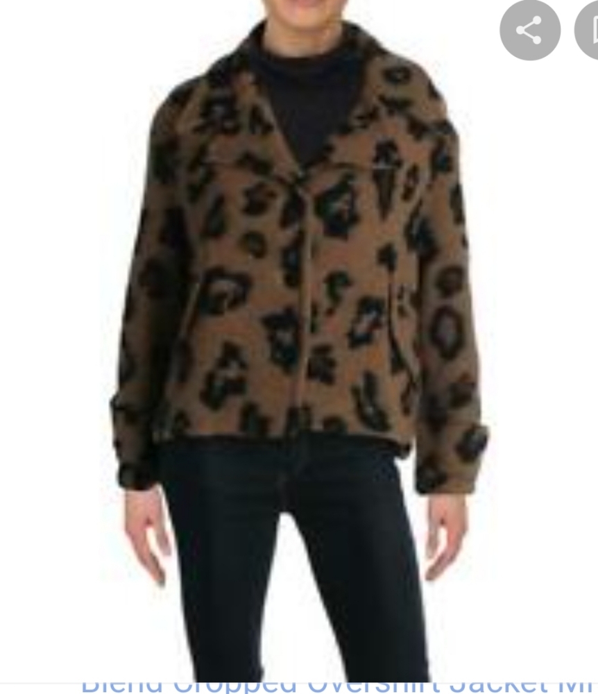 Chepe leopard wool blend crop overshirt jacket M-L